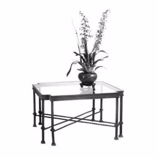 Picture of CUT CORNER IRON & GLASS COFFEE TABLE