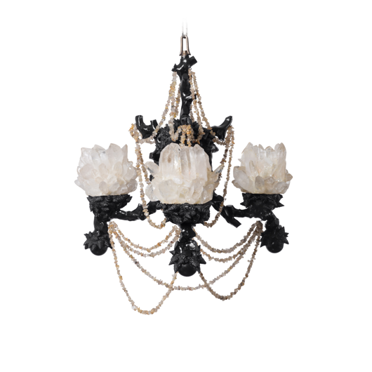 Picture of PAIR OF ROCK CRYSTAL, SEASHELL AND FAUX CORAL CHANDELIERS
