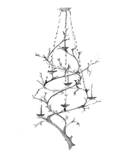 Picture of CUSTOM SPIRAL TWIG CHANDELIER CONCEPT BY ANDREW FISHER