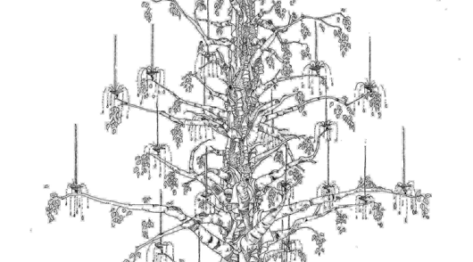 Picture of MONUMENTAL BIRCH TREE AND GLASS BEAD CHANDELIER CONCEPT BY ANDREW FISHER